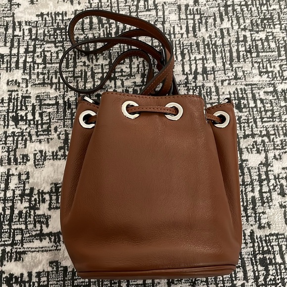 Michael Kors Brown Leather Mini Crossbody Bucket Bag - Picture 2 of 7
